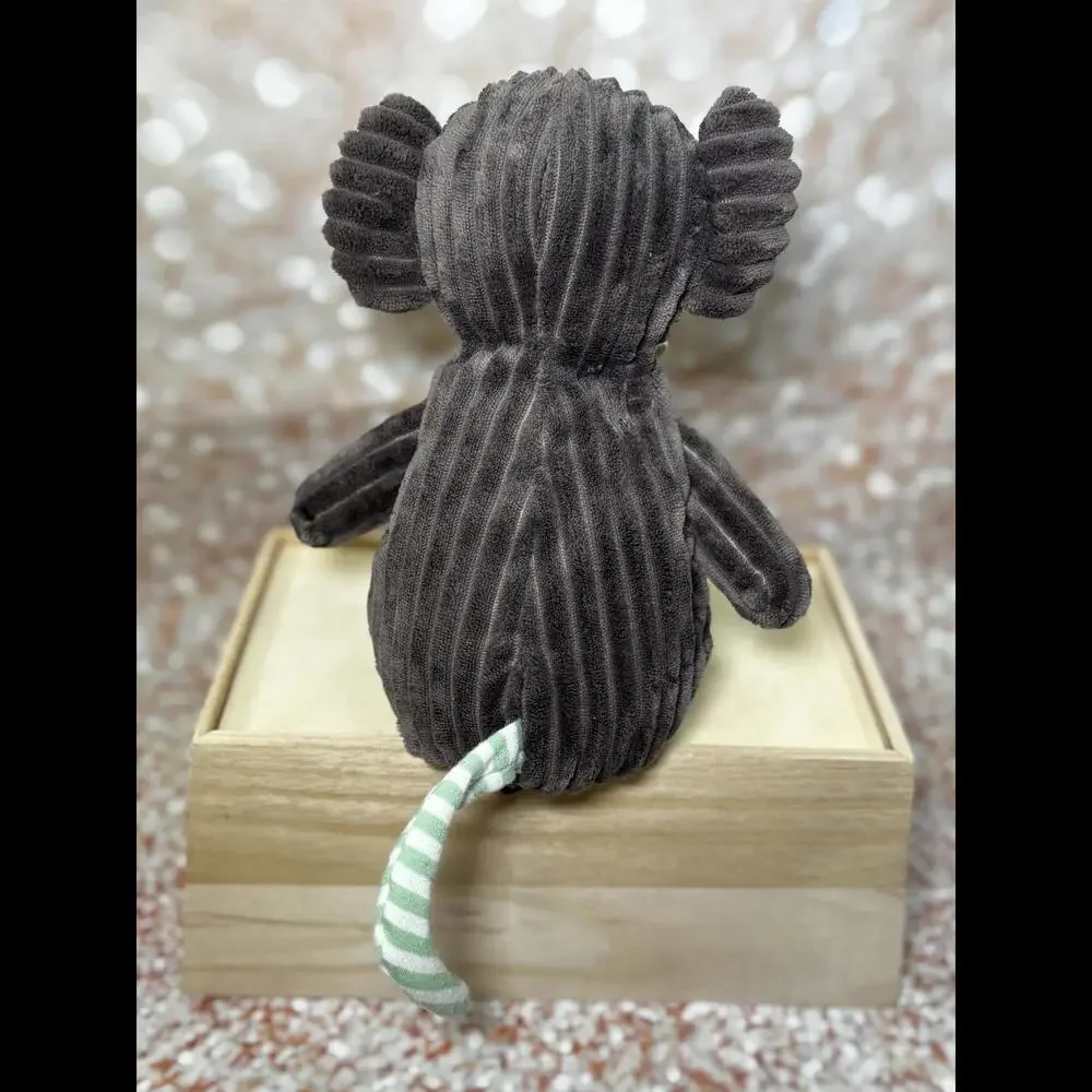 Les Deglingos‎ Marmoset Monkey Plush Lovey Toy Ribbed Gray Corduroy 13